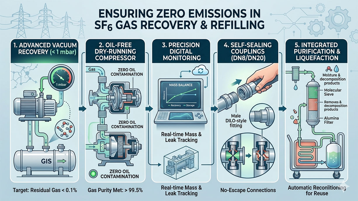 How to Ensure "Zero Emissions" During SF6 Gas Recovery and Refilling: A 2026 Technical Guide