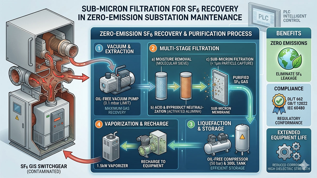 Sub-micron Filtration for SF6 Recovery in Zero-emission Substation Maintenance: The New Standard for Grid Sustainability