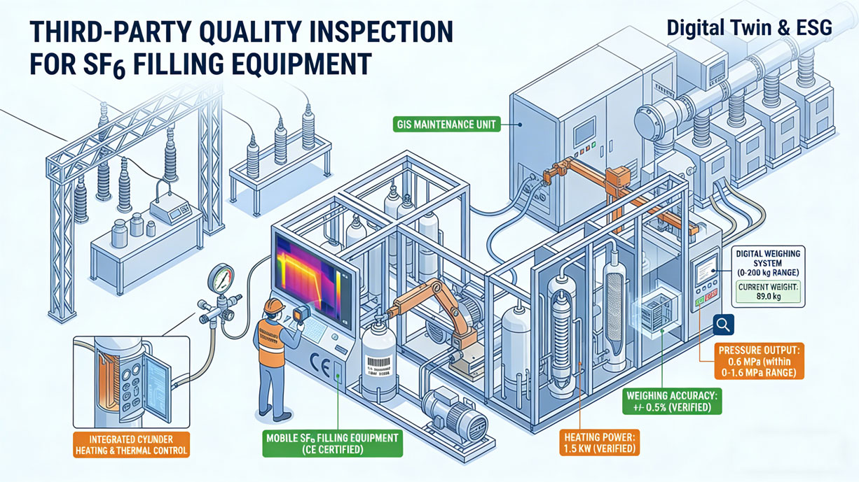Understanding how to conduct third-party quality inspection for SF6 filling equipment is the final safeguard in the procurement chain. A high-quality device—characterized by a compact structure, independent functions, and robust mobility—only proves its value when its weighing and heating accuracy are verified by an independent expert.