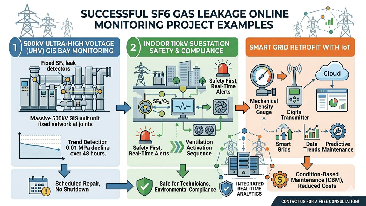 Successful SF6 Gas Leakage Online Monitoring Project Examples