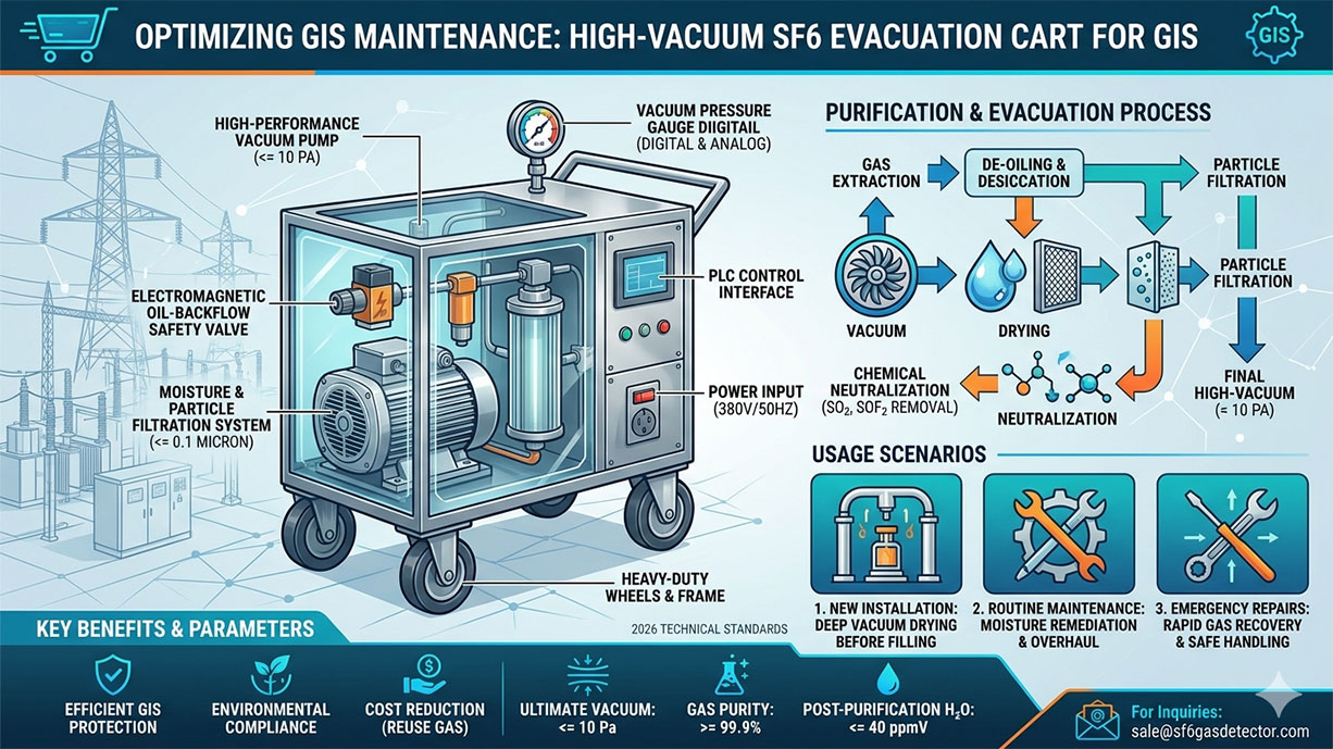 High-Vacuum SF6 Evacuation Cart for GIS | 2026 Standards