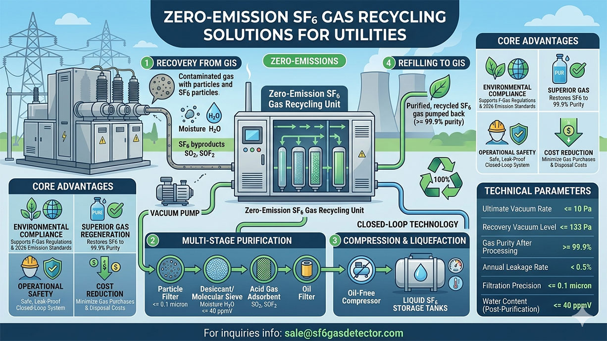 Advanced Zero-emission SF6 gas recycling equipment for utilities