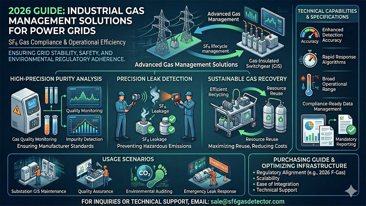 Ensure 2026 F-Gas compliance with our industrial gas management solutions for power grids. Optimize SF6 purity, leak detection, and recovery for grid stability.