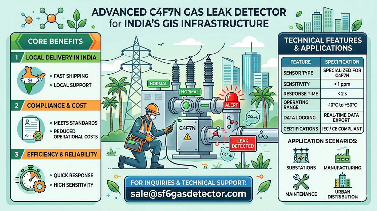 Local Delivery India C4F7N Insulated Gas Leak Detector Supplier | High-Precision GIS Monitoring