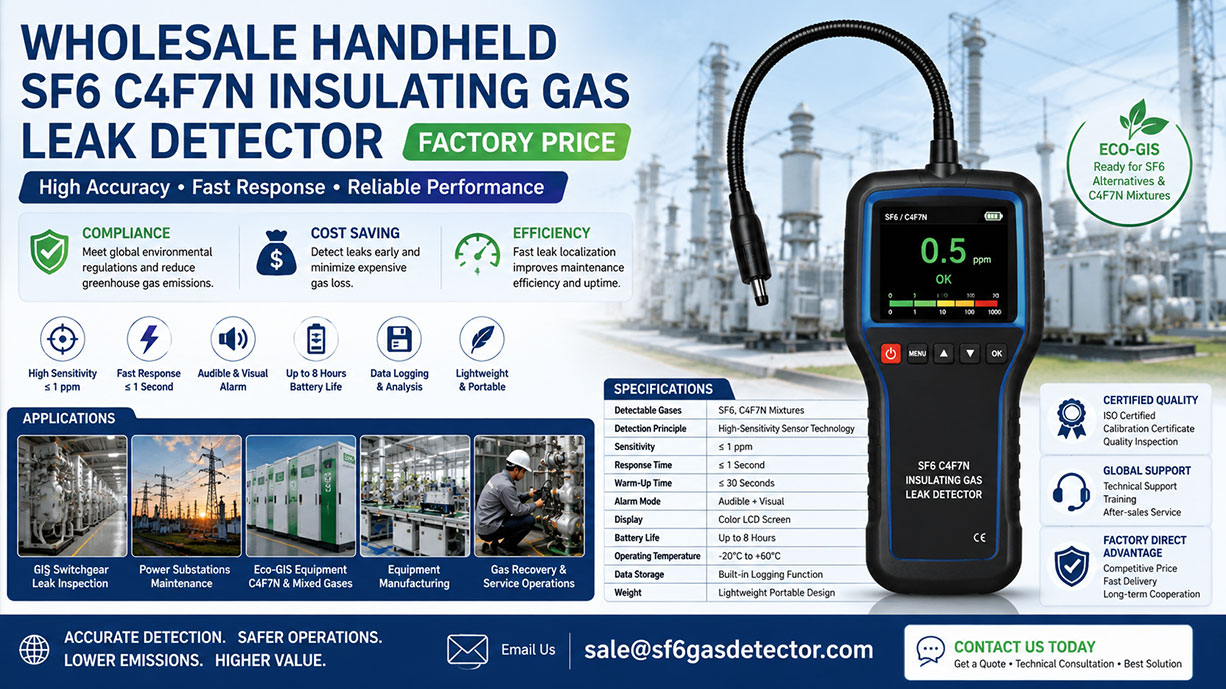 Wholesale Handheld SF6 C4F7N Insulating Gas Leak Detector Factory Price
