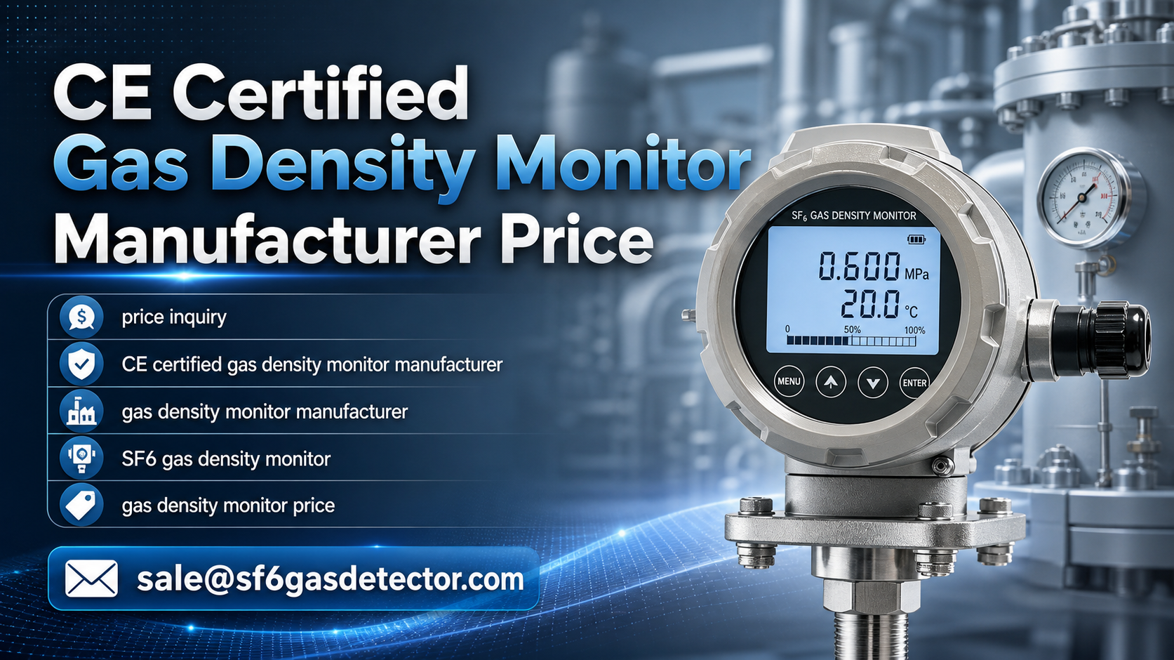 CE certified SF6 gas density monitor from manufacturer with price inquiry details