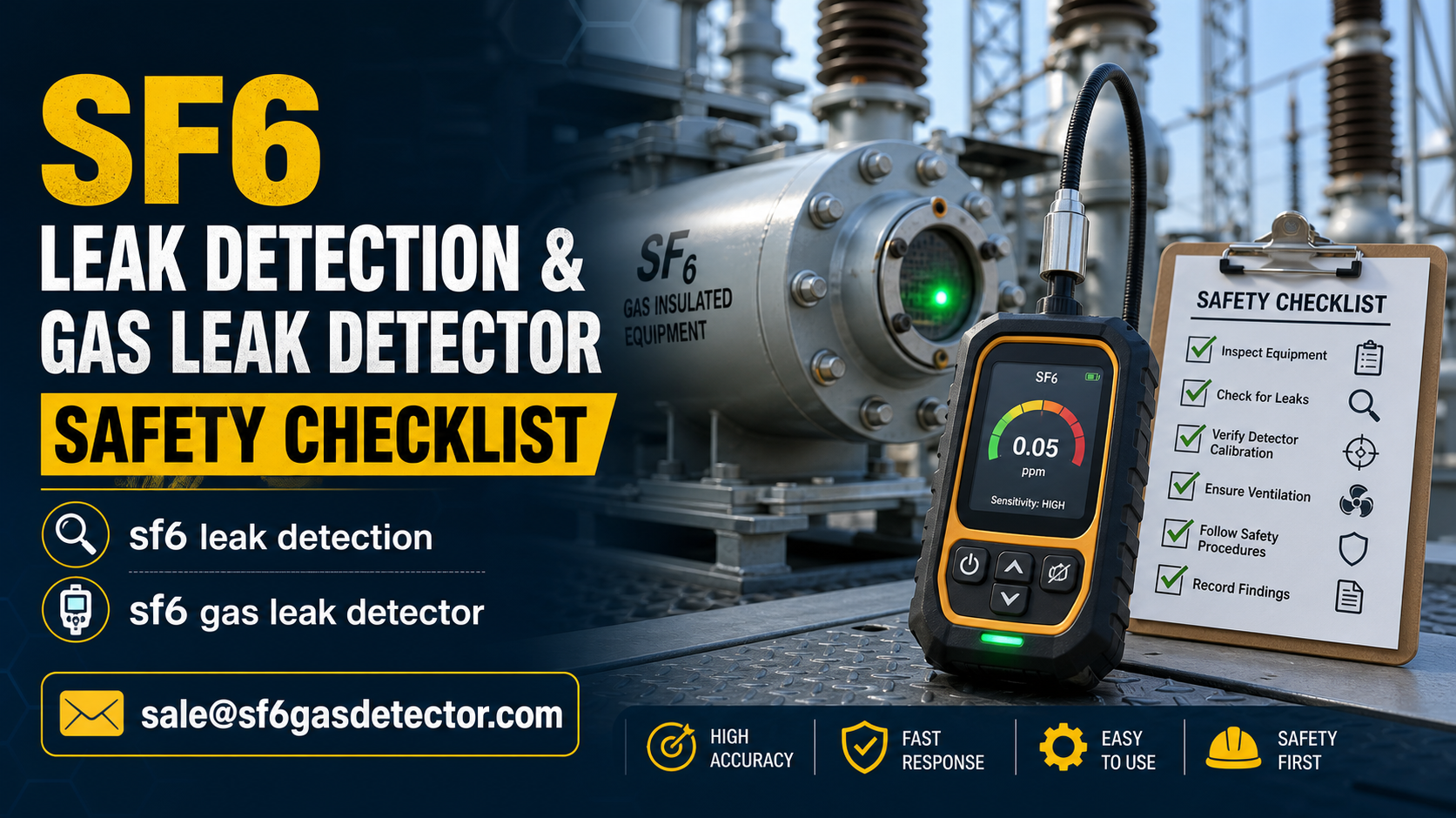 SF6 leak detection checklist with sf6 gas leak detector and safety steps for electrical equipment