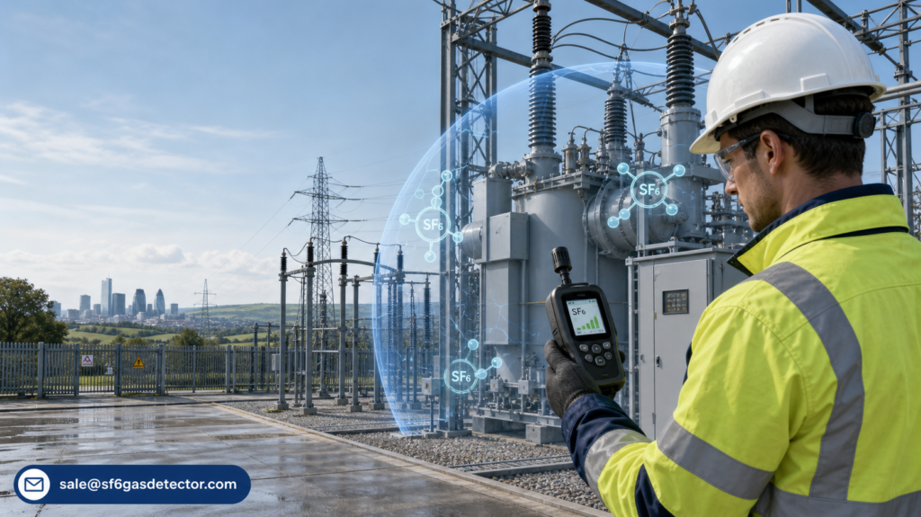 SF6 gas detector used in a UK power distribution substation