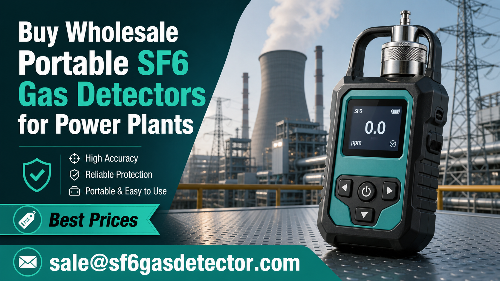 Portable SF6 gas detector for power plant equipment monitoring