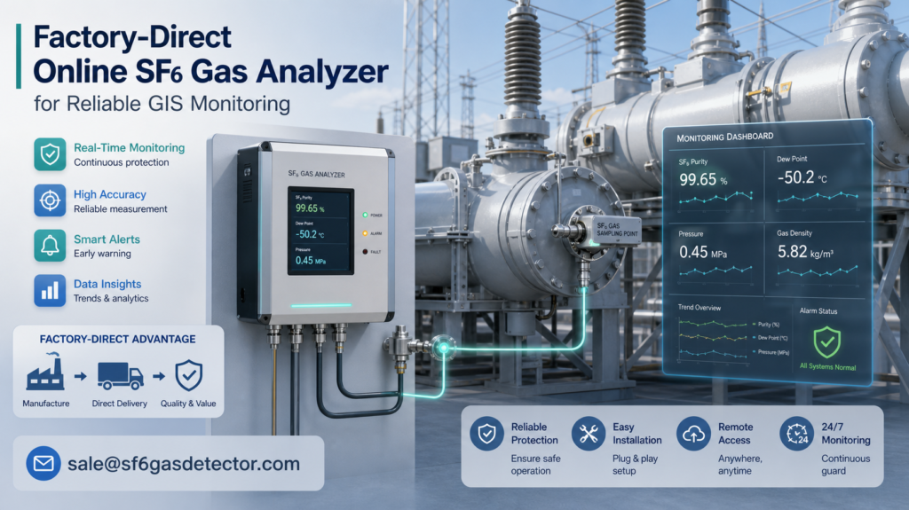 Online SF6 gas analyzer with digital display for reliable GIS monitoring and grid maintenance