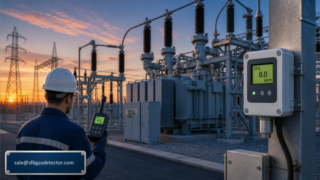 Portable SF6 gas detector for reliable electrical utility leak detection