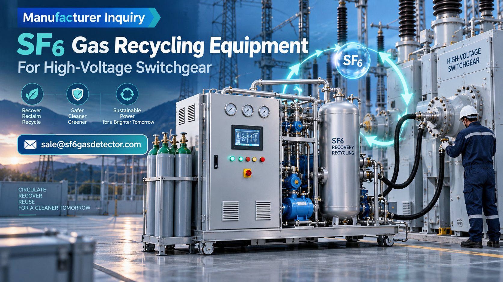SF6 gas recycling equipment for high-voltage switchgear in an industrial facility.
