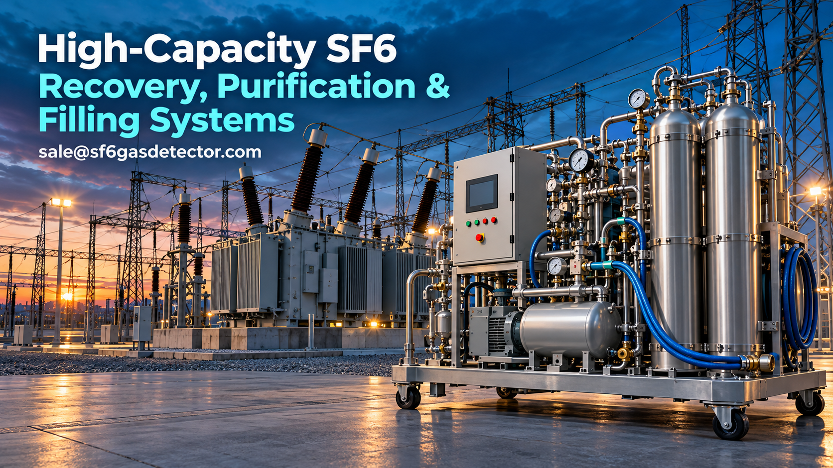 High-capacity SF6 recovery, purification and filling system installed at an electrical substation