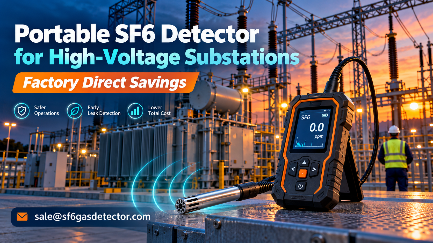 Portable SF6 gas detector for high-voltage substations, available factory direct